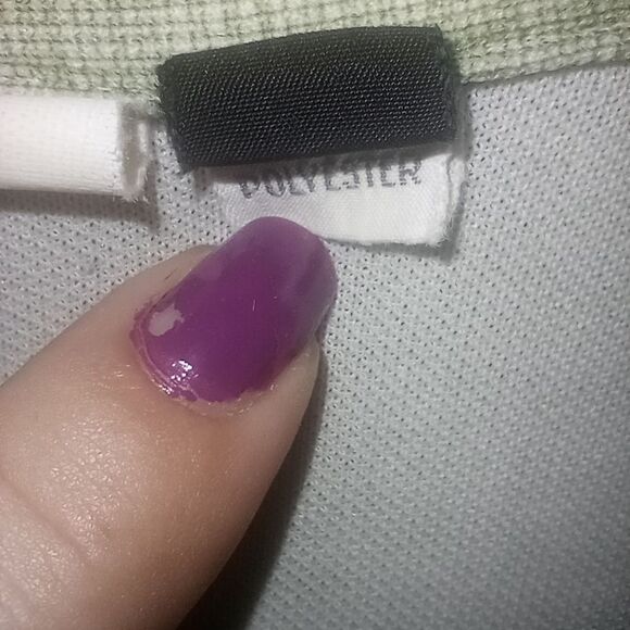 Vintage 70s Green Dagger Collar Zip Front Short Sleeve Shirt Size Medium P2P 22 - Picture 5 of 12